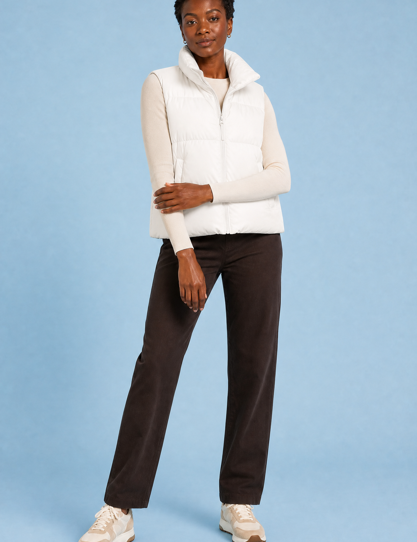 Gilet matelassé court col montant | Variante Blanc | Lounelle Paris
