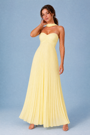Robe longue plissée dos nu | Variante Jaune | Lounelle Paris