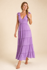 Purple Tiered Strappy Maxi Dress
