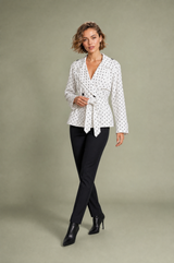 White polka dot belted trench coat