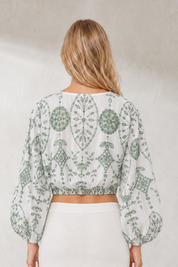 Ensemble blanc brodé manches bouffantes | Lounelle Paris