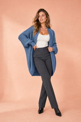 Mid-length ribbed knit cardigan