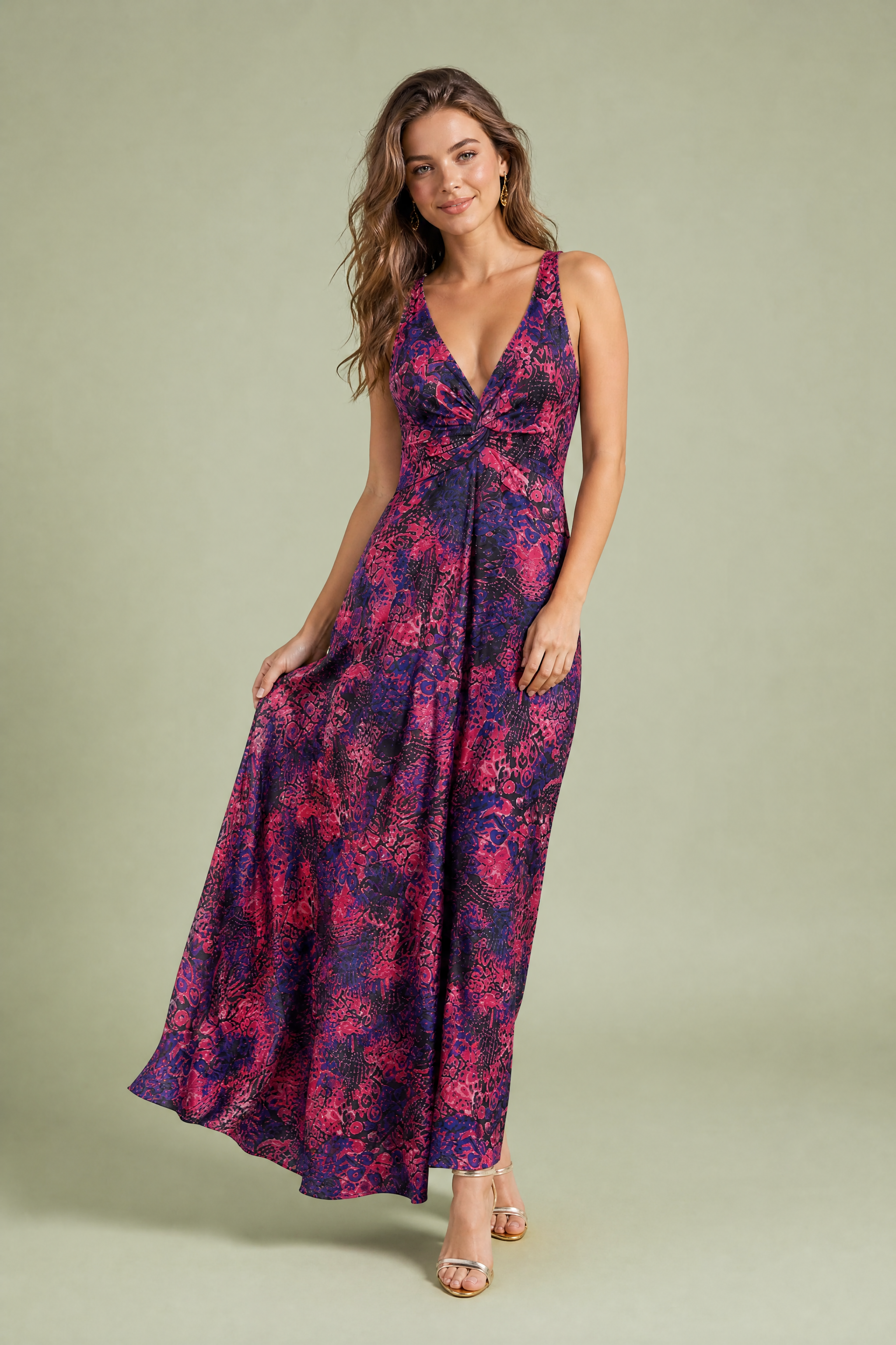 Robe longue décolleté dos nu | Vue de face | Lounelle Paris
