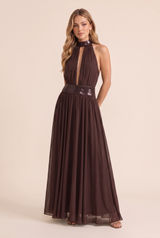 Backless Halter-Neck Maxi Dress