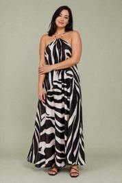 Robe longue col licou imprimé animalier | Porté sur une autre silhouette | Lounelle Paris