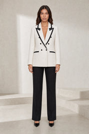 Blazer blanc tweed à contraste noir | Lounelle Paris