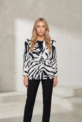 Blazer zèbre mi-long ceinturé