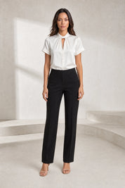 Blouse satinée col montant manches courtes | Lounelle Paris