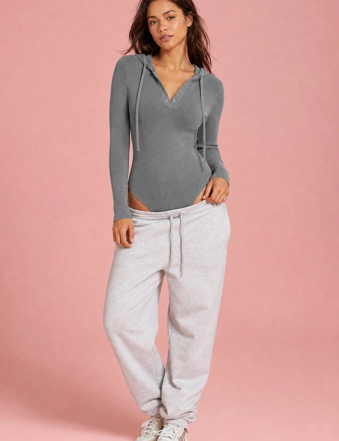 Body à capuche en maille côtelée | Vue de face | Lounelle Paris