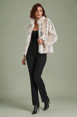 Ecru Speckled Faux Fur Jacket