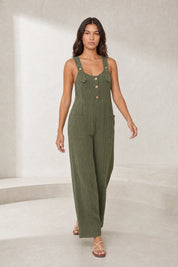 Combinaison ample vert militaire dos nu | Lounelle Paris