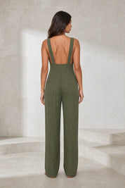 Combinaison ample vert militaire dos nu | Lounelle Paris