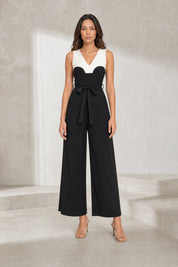 Combinaison noire et blanche col V | Lounelle Paris
