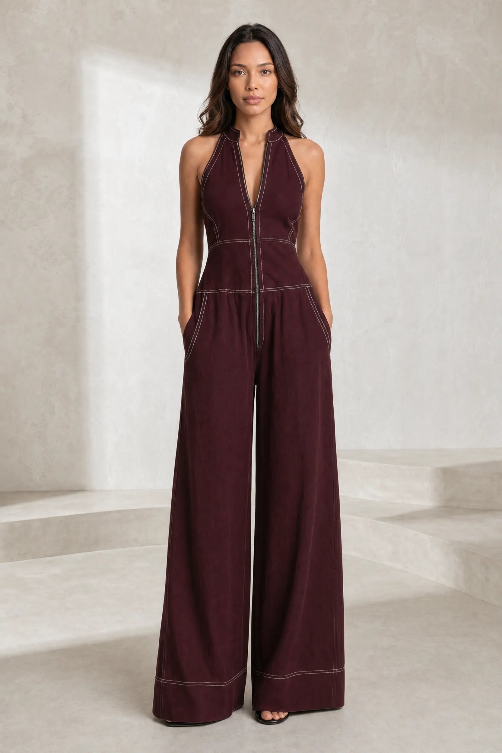 Combinaison noire sans manches col montant | Lounelle Paris