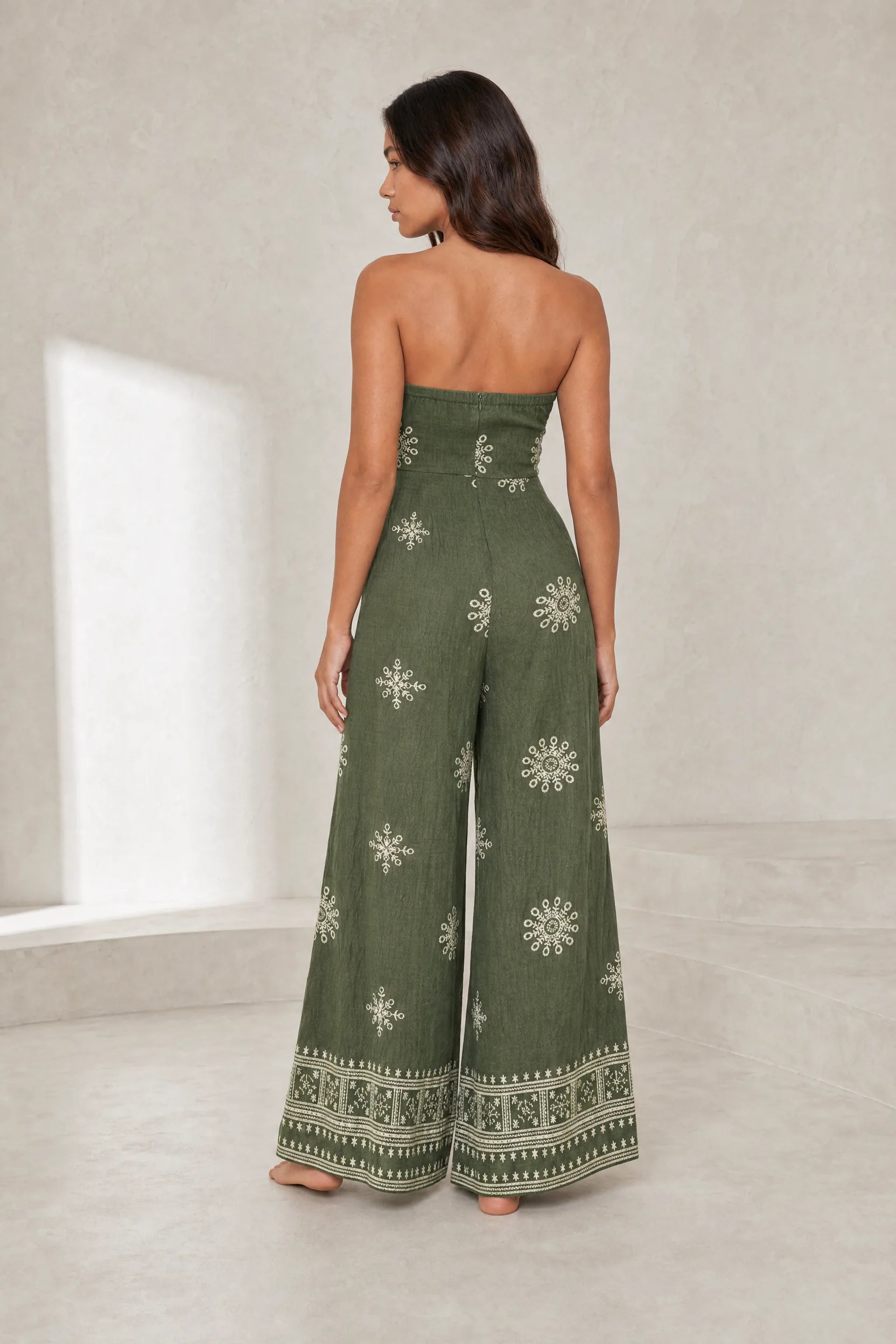 Combinaison verte bandeau dos nu | Lounelle Paris