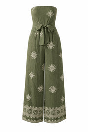 Combinaison verte bandeau dos nu | Lounelle Paris