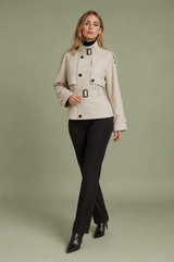Ecru Short Belted Trench Coat