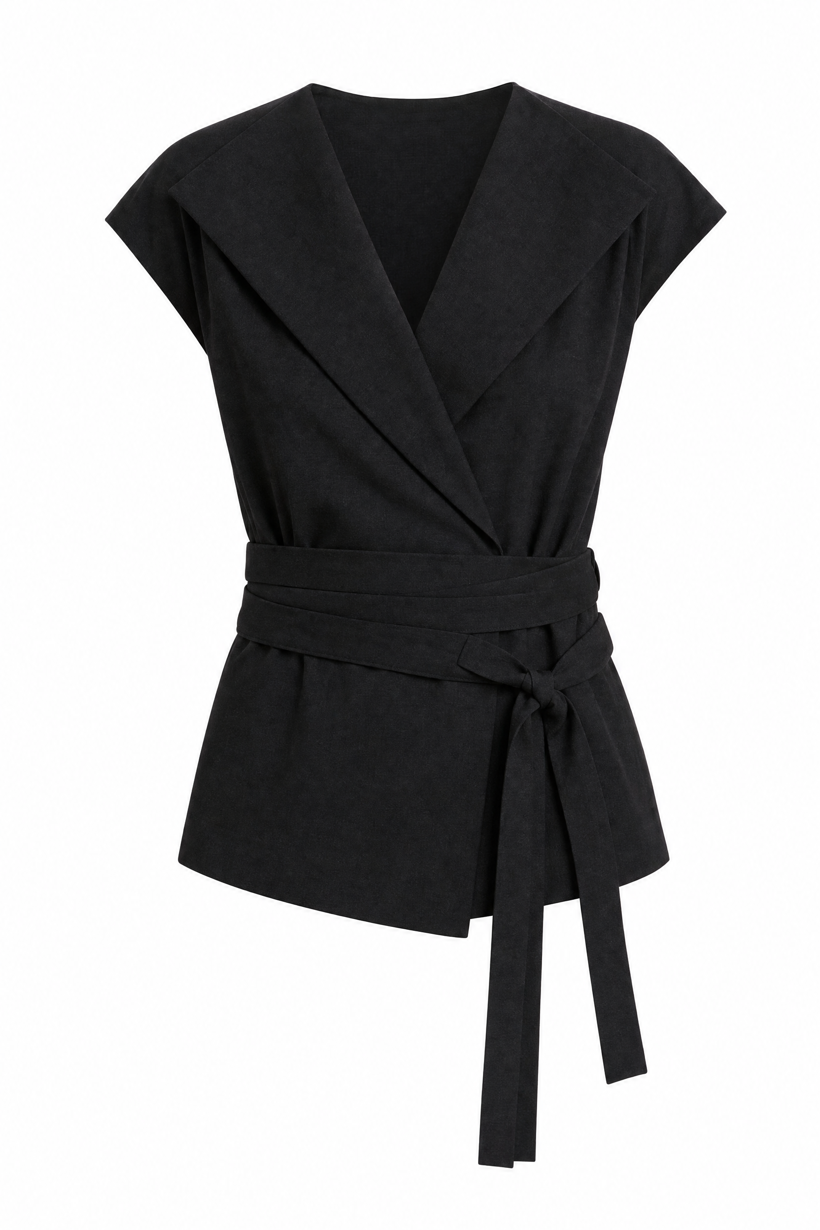 Gilet noir col V ceinturé | Lounelle Paris