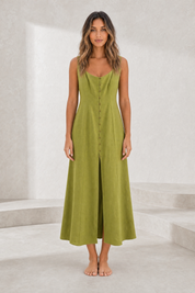 Robe midi à encolure carrée | Lounelle Paris