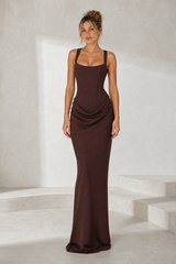 Draped Square-Neck Maxi Dress