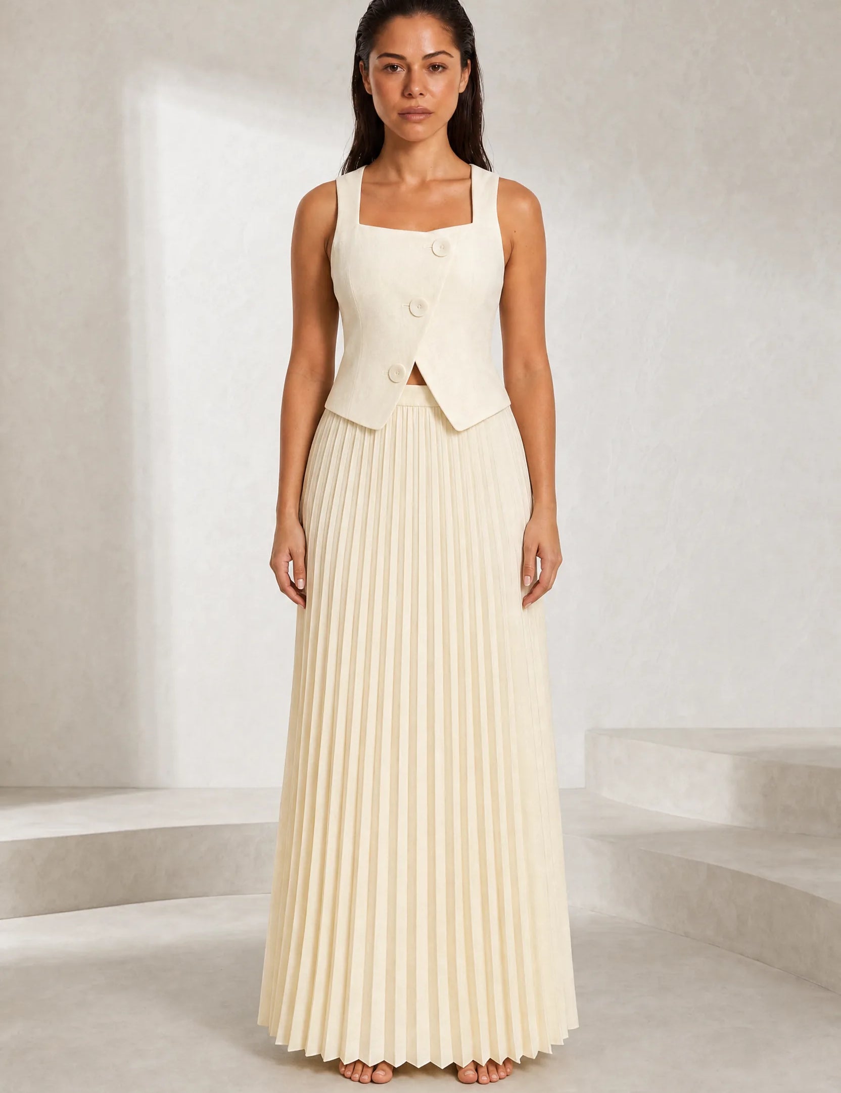 Ensemble abricot encolure carrée | Lounelle Paris