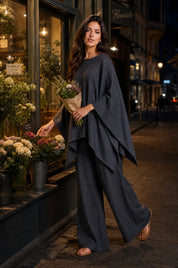 Ensemble ample col bateau | Variante Gris foncé - Lifestyle | Lounelle Paris