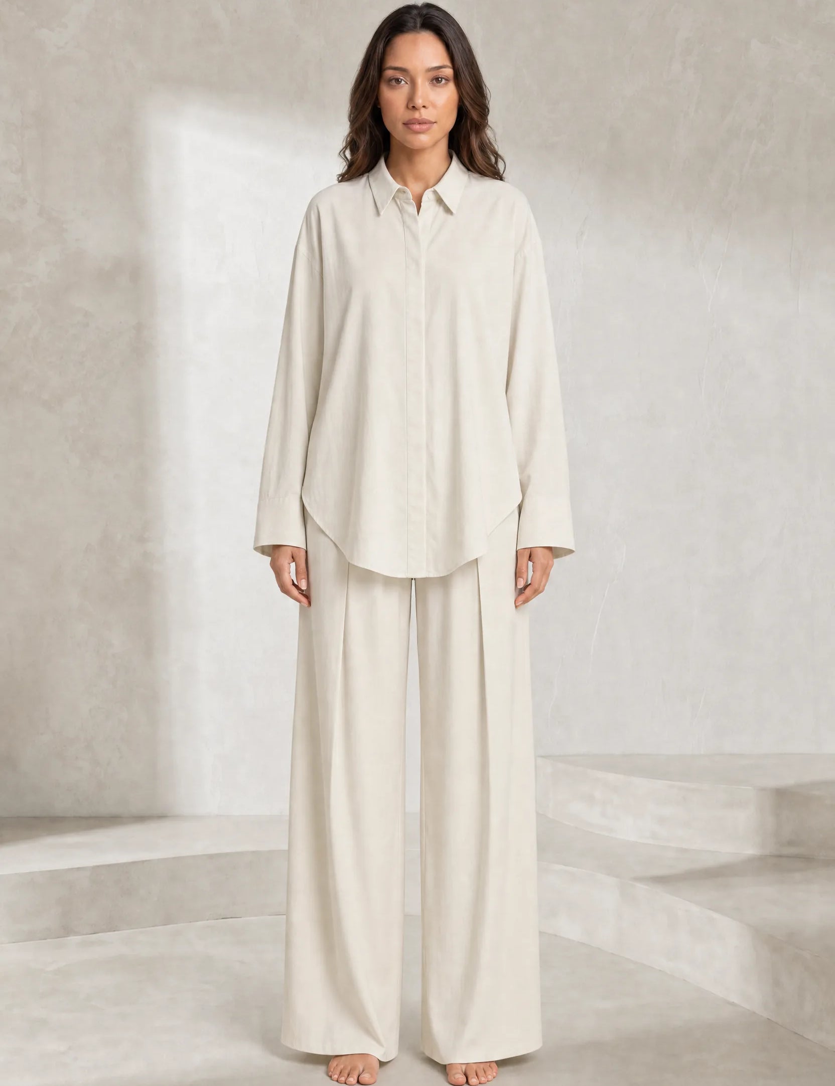 Ensemble crème ample à plis | Lounelle Paris