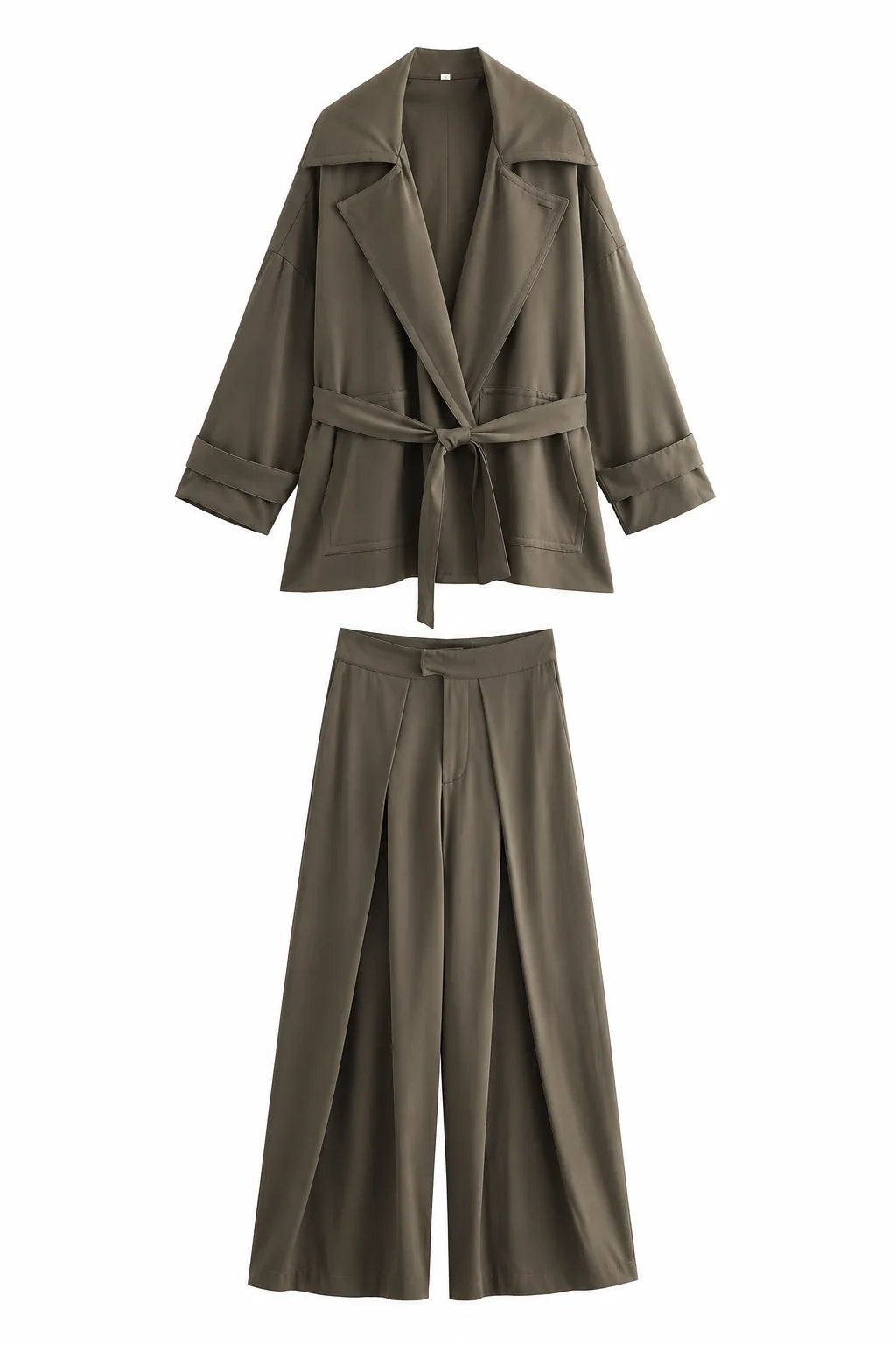 Ensemble gris trench et pantalon large | Lounelle Paris