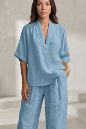 Ensemble pantalon ample col V | Lounelle Paris