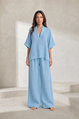 Ensemble pantalon ample col V