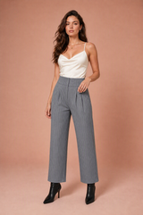 High-Waisted Pinstripe Wide-Leg Pants