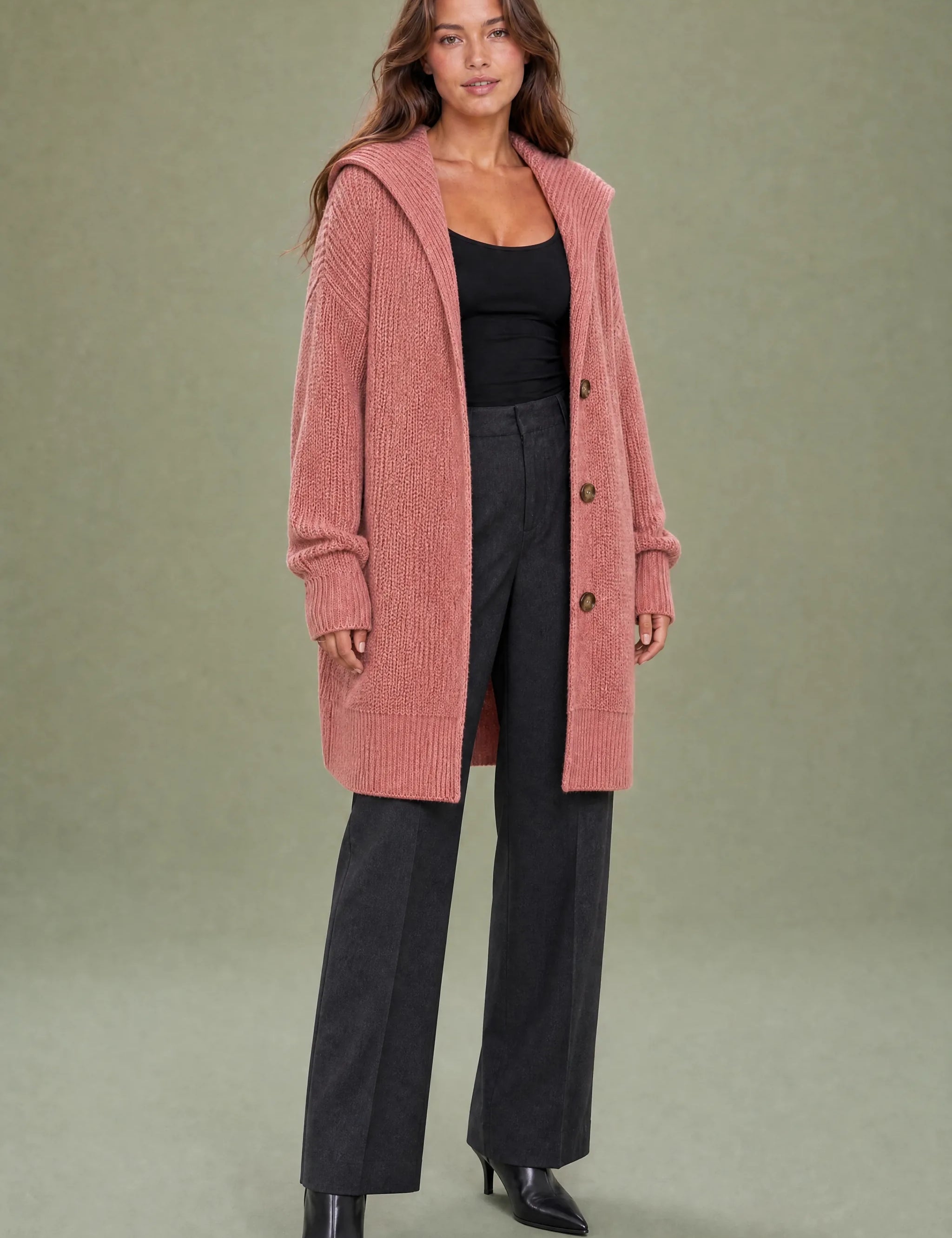 Gilet ample col châle | Variante Rouge | Lounelle Paris