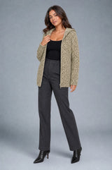 Hooded Zip-Up Knit Cardigan