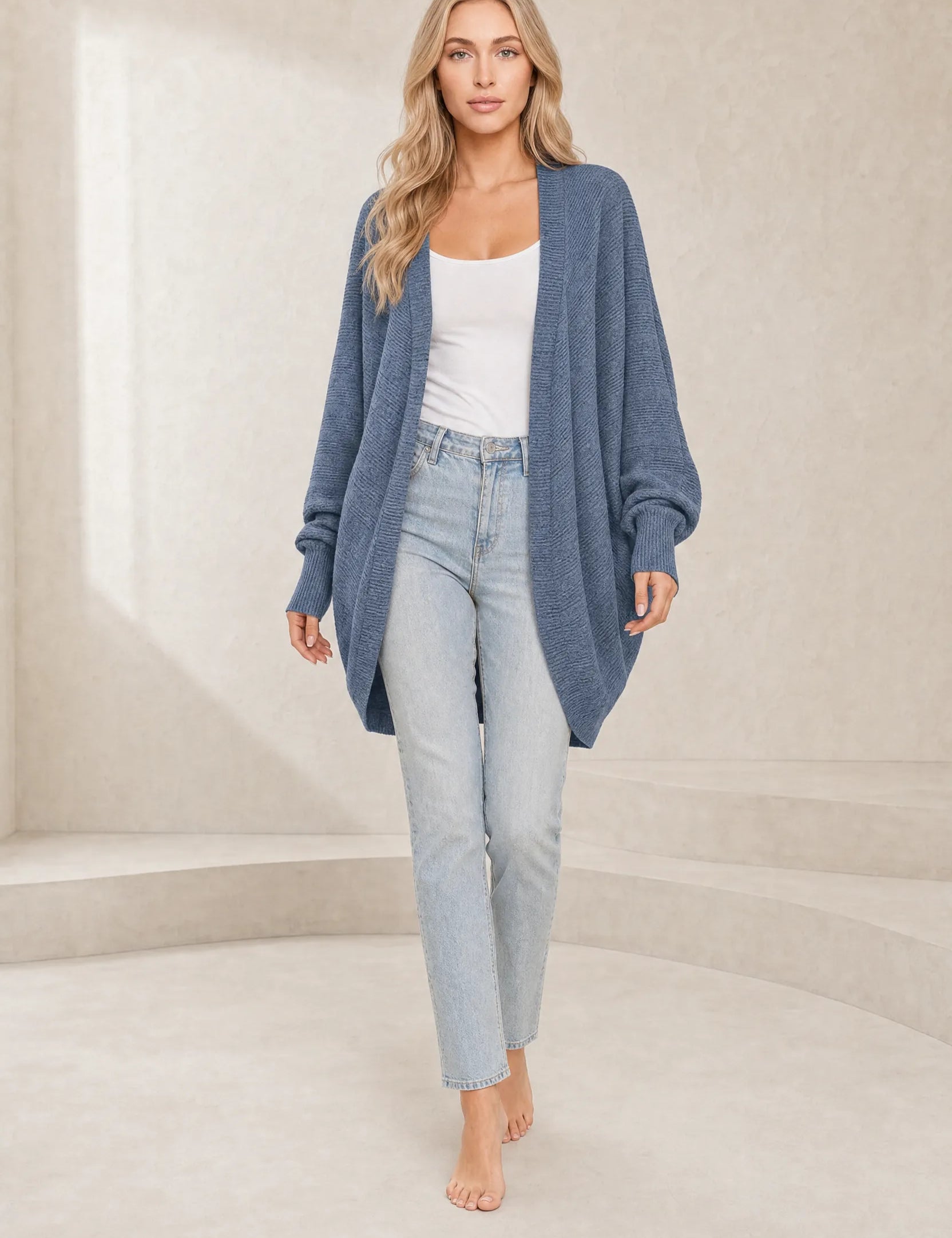 Gilet mi-long en maille côtelée | Lounelle Paris
