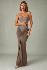 Draped Strapless Maxi Dress