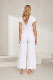 Jean blanc taille mi-haute coupe large | Lounelle Paris