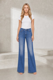 Jean bleu flare taille mi-haute | Lounelle Paris