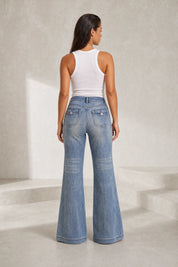 Jean bleu taille haute évasé | Lounelle Paris