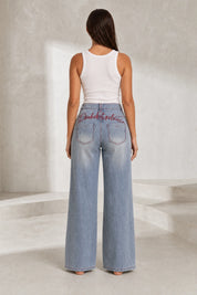 Jean bleu taille haute jambe large | Lounelle Paris