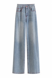 Jean bleu taille haute jambe large | Lounelle Paris