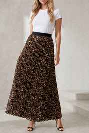 Jupe longue plissée léopard | Lounelle Paris