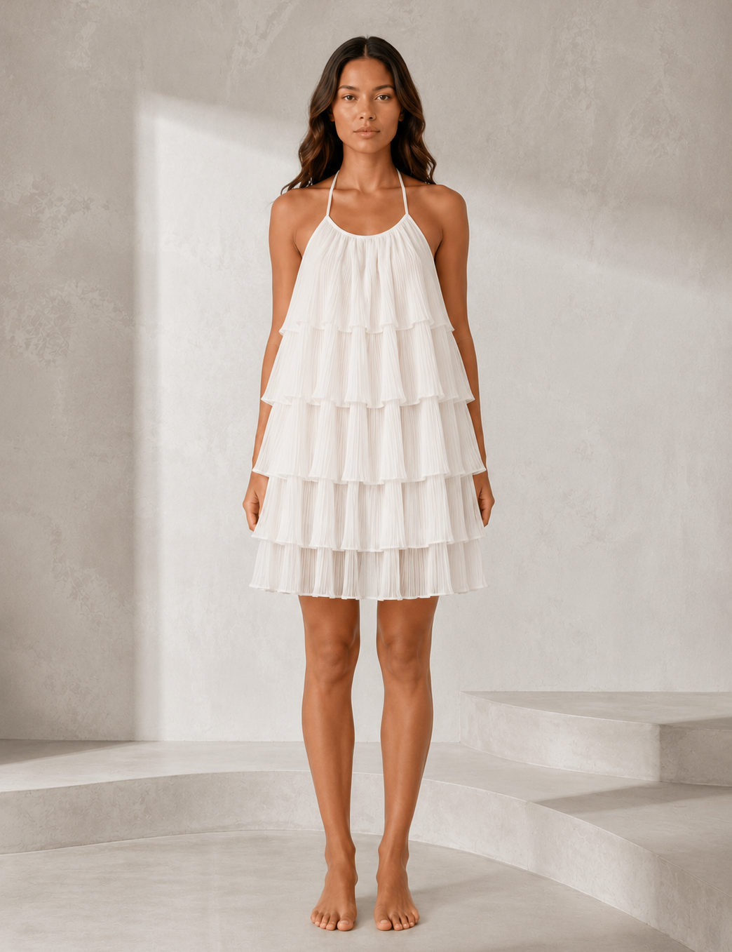 Robe blanche col halter dos nu | Lounelle Paris