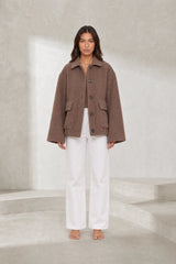Manteau court ample à boutons