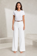 Pantalon large ceinturé taille mi-haute