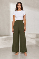 Pantalon large fluide taille haute