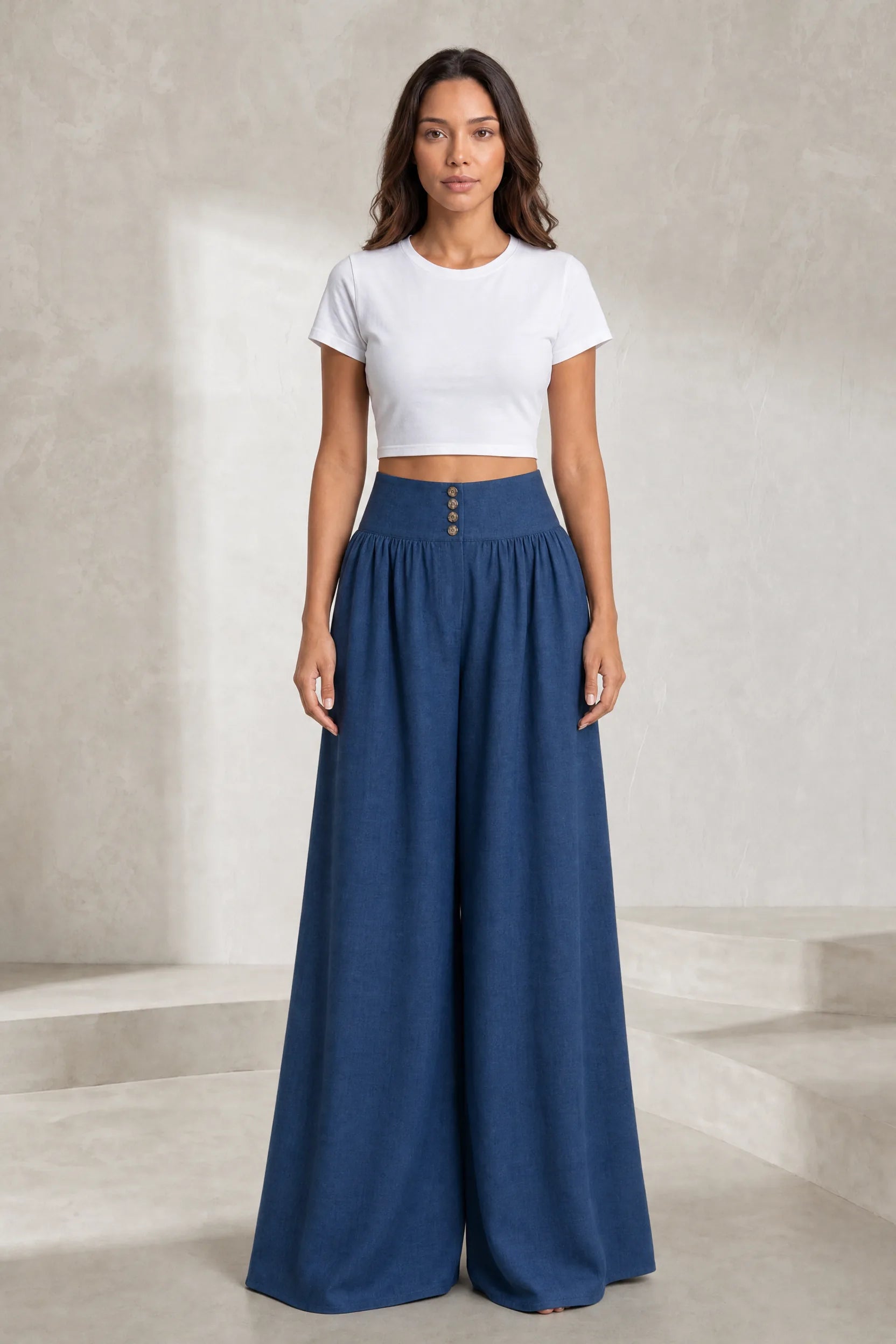 Pantalon large plissé taille haute | Lounelle Paris