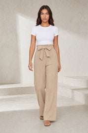 Pantalon large taille haute à nouer | Lounelle Paris