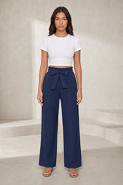 Pantalon large taille haute à nouer | Lounelle Paris
