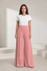 Flowy high-waisted wide-leg trousers