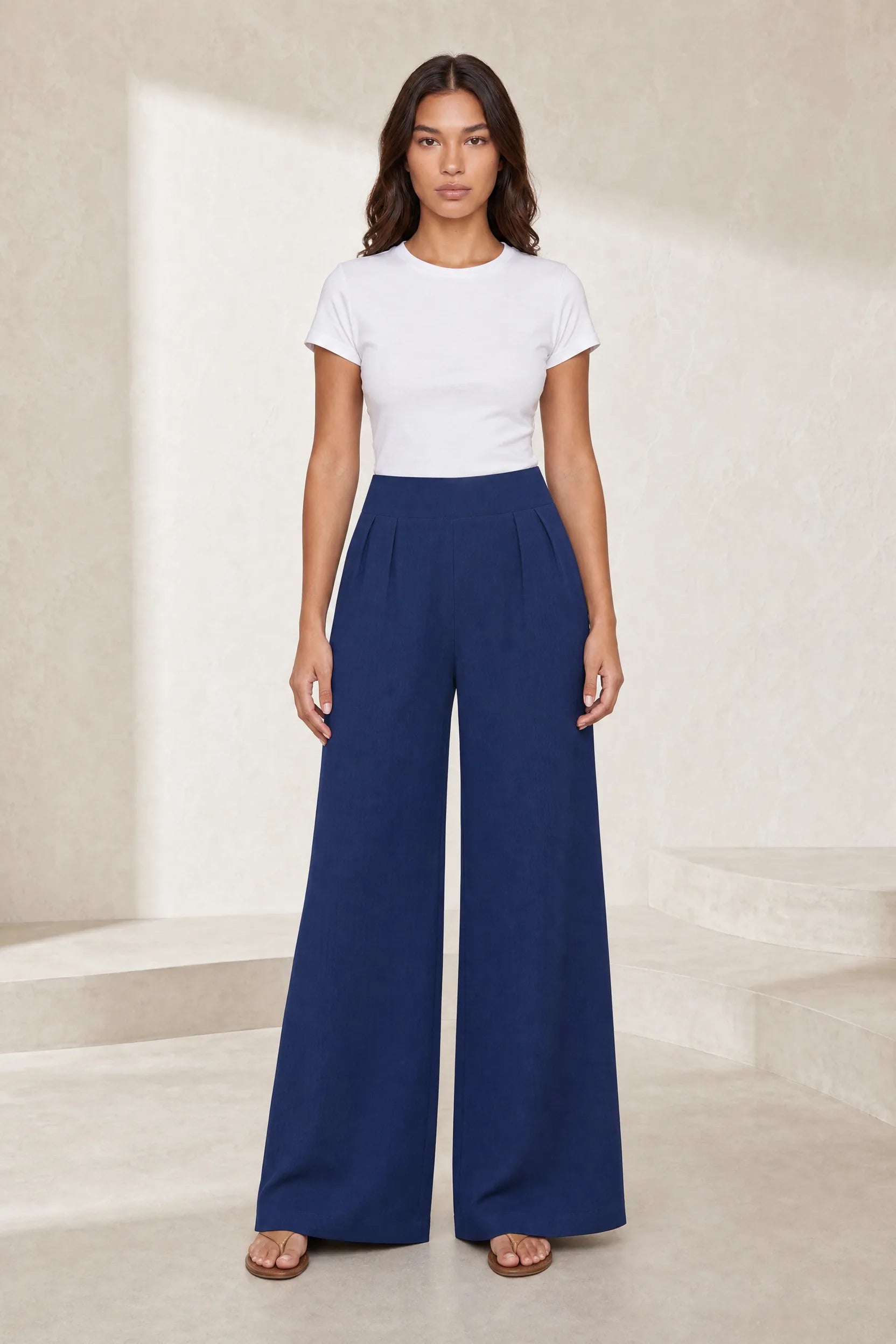 Pantalon large taille haute plissé | Lounelle Paris